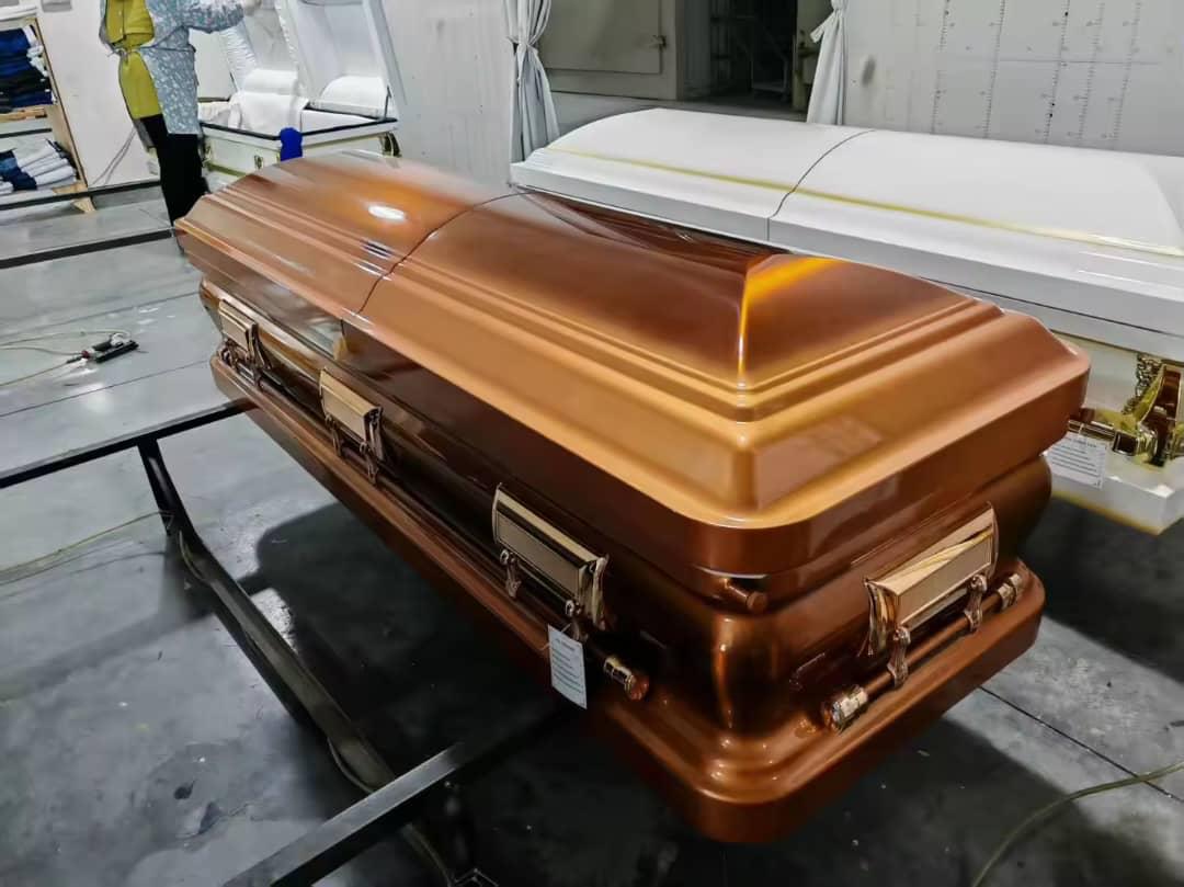 Polished brown casket