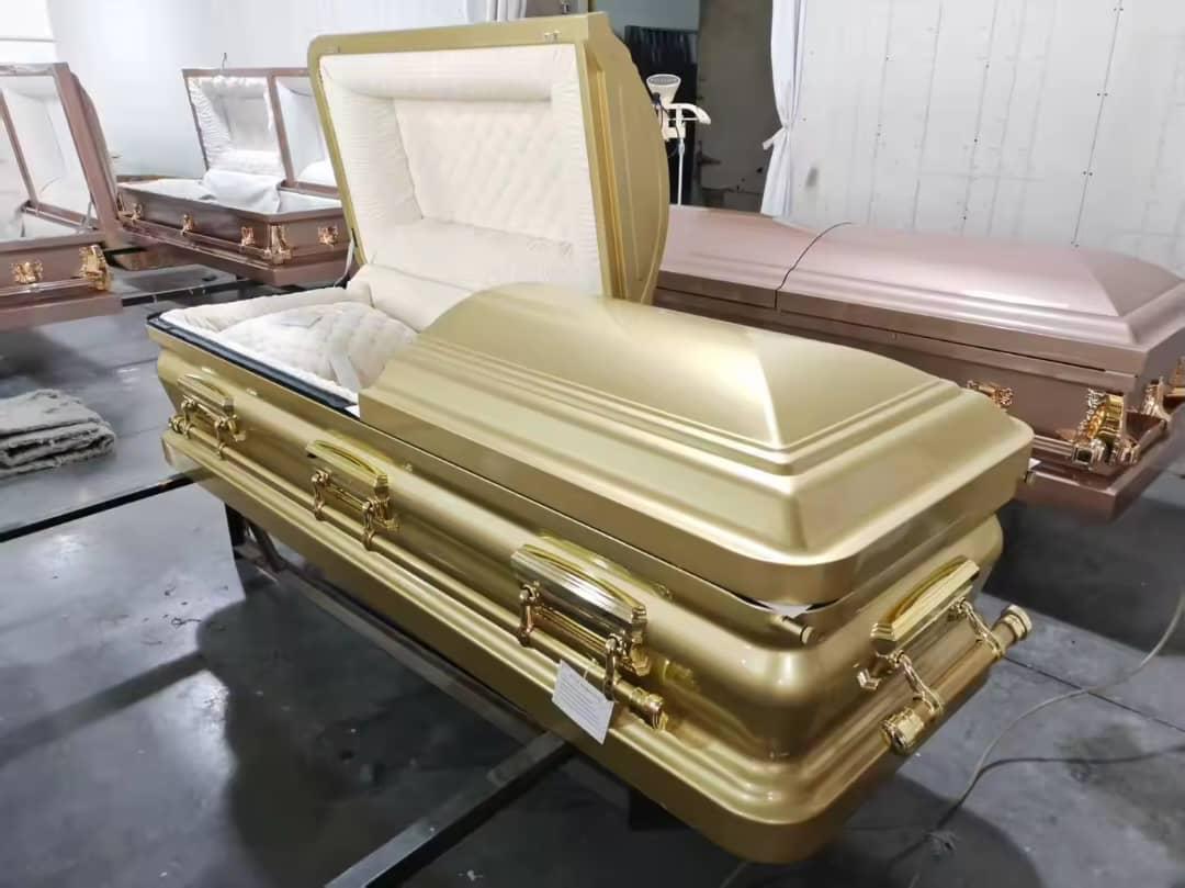 Open gold casket