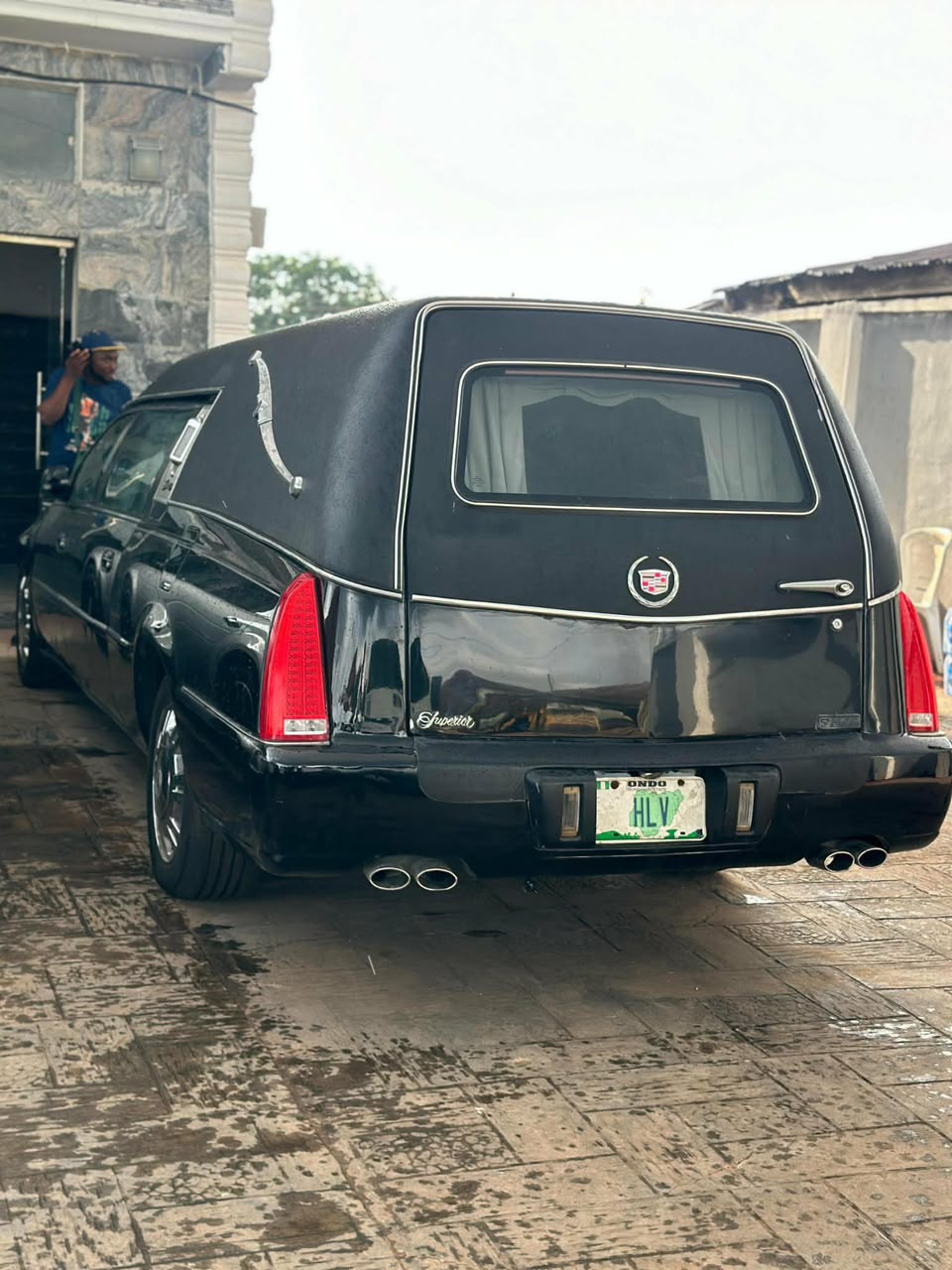 Rear view of Hasta la Vista hearse
